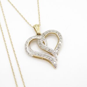 Złoty Naszyjnik 9K (375) z Dużym Diamentowym Serca, 47cm