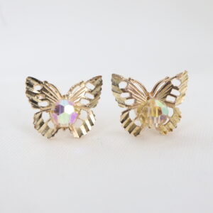 Złote Kolczyki na Sztyfty 9K (p.375) Motylki z Kryształkami