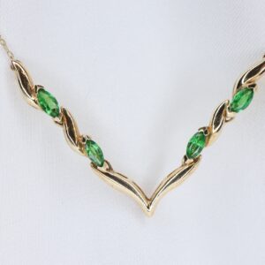 Złoty Naszyjnik 9K (375) z Granatami Tsaworyt, 50 cm