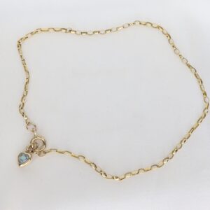 Złota Bransoleta na Kostkę 9K (375) z Topazem, 24 cm