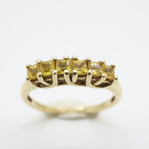 Złoty Pierścionek p.375 (9K) z Żółtymi Szafirami, r. 12
