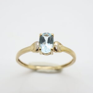 Vintage 9ct Gold Blue Topaz Solitaire Ring, Size EU 14,5