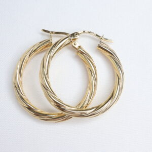 Włoskie Kolczyki Vintage ze Złota 9K (375), Skręcane Koła, 25 mm