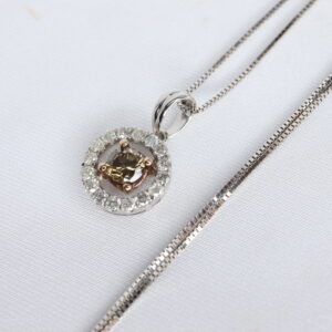 Złoty Naszyjnik 18K (p.750) z Diamentową Zawieszką, Białe Złoto, 45 cm