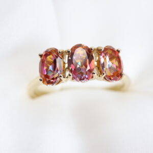 Złoty Pierścionek 9K (p.375) z Mistycznymi Topazami Sunset, r. 14