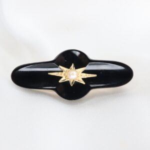 Antyczna Broszka Żałobna ze Złota 9K i Whitby Jet