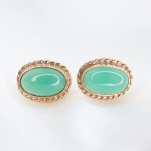 Złote Kolczyki 9K (p.375) z Dużymi Chryzoprazami