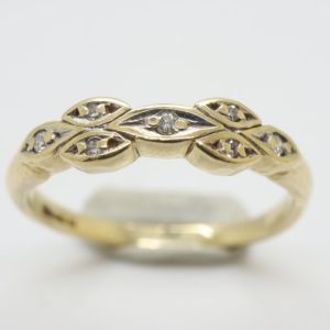 Vintage 9Ct Gold Diamond Band Ring, Size 11.5