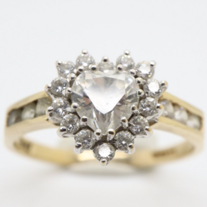 Vintage 14Ct Gold Cubic Zirconia Heart Ring, Size 21