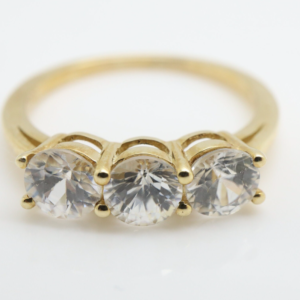 Certified 9Ct Gold Ratanakiri Zircon Trilogy Ring, Size 9.5