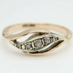 Antique 9Ct Rose Gold 5 Stone Rose Cut Diamond Ring Size 9,5