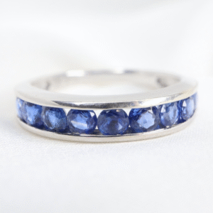 Pierścionek Białe Złoto 9K z Kyanitami, Obrączka, r. 15,5