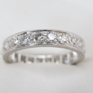 Platynowa Obrączka Vintage (950) Z Diamentami, Full Eternity, r. 10