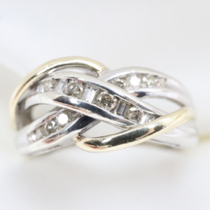 Złoty Pierścionek 9K (p.375) z Diamentami, Węzeł Miłosny, r. 10