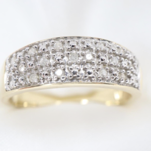 Złota Obrączka 9K (p.375) z Diamentami Pave, r. 11,5