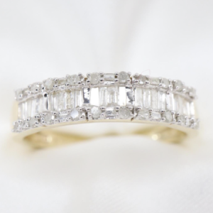 Złoty Pierścionek/Obrączka 10K z Diamentami, Half Eternity, r. 20,5