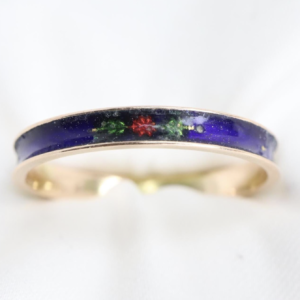 Złota Obrączka Vintage 14K (p.585) z Ręcznie Malowaną Emalią, r. 18
