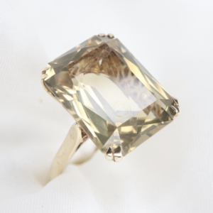 Złoty Pierścień p.375 (9K) Z Dużym 14Kt Cytrynem Szampańskim, r. 14,5