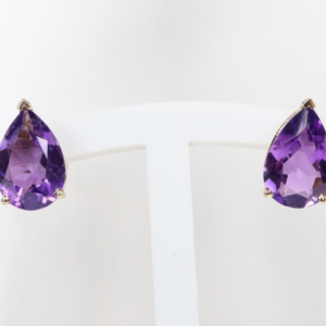 Złote Kolczyki na Sztyfty 14K z Ametystami