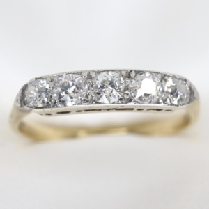 Złoty Pierścionek i 18K (750) i Platyna, Diamenty- Stary Szlif Europejski