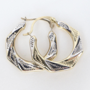 Złote Kolczyki 9 K (375) z Dwukolorowego Złota, Kółka