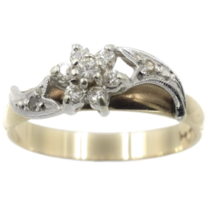 Złoty Pierścionek 9K (375) z Diamentowy Kwiat, r. 13