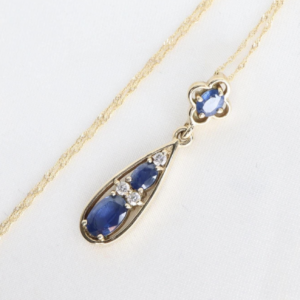 Złoty Naszyjnik 9K (375) z Szafirami i Diamencikami, 45 cm