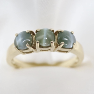 Złoty Pierścionek 9K (375) z Kocim Okiem - Chryzoberylem, r. 14