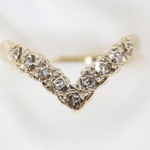 Złota Obrączka/Pierścionek Wishbone 9K (375) z Diamentami, r. 19