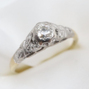 Pierścionek Złoto 18K (750) i Platyna z Diamentem, r. 18